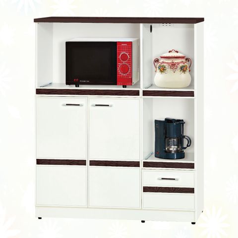 【文創集】南亞塑鋼 雪菲多彩3.6尺三托盤單抽屜雙開門中餐櫃/電器櫃(五色可選)