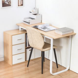樂嫚妮 簡約轉角L型書桌/工作電腦桌/辦公桌-附三抽屜-桌長120cm/左側櫃款