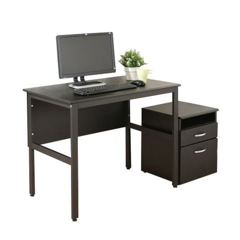 《DFhouse》頂楓90公分電腦辦公桌+活動櫃 -黑橡木色