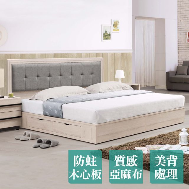 Boden -瑪諾5尺雙人床組(床頭片+四抽收納床底)(不含床墊)