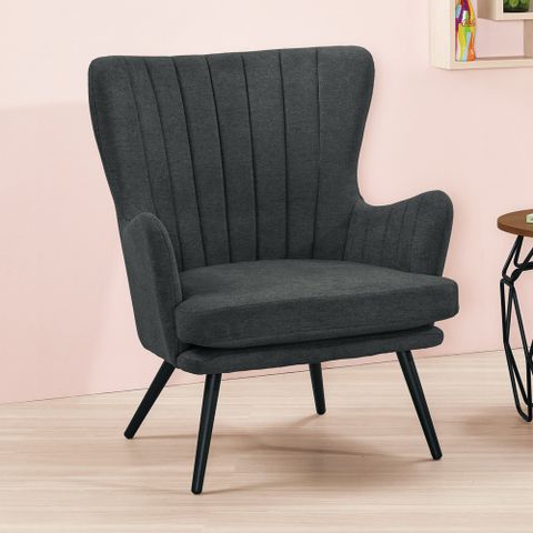 Boden-凱瑟琳深灰色布沙發單人座椅/休閒造型扶手椅/房間椅
