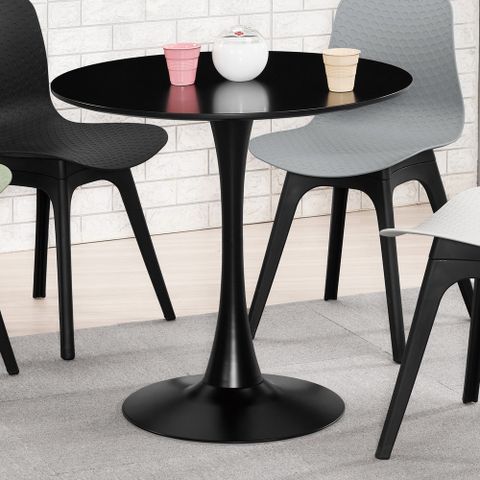 Boden-愛莎2.7尺黑色圓型休閒餐桌/洽談桌/小圓桌