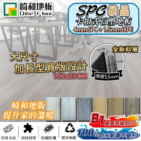 【崎和地板】SPC全新料納晶卡扣地板 大尺寸加長型寬版 加強加厚5.5mm (0.64坪 DIY材料價)