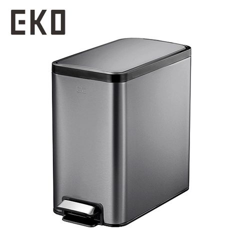 樂韻靜音垃圾桶8L(曜石黑)【EKO】國際品牌垃圾桶設計質感、耐用好整理