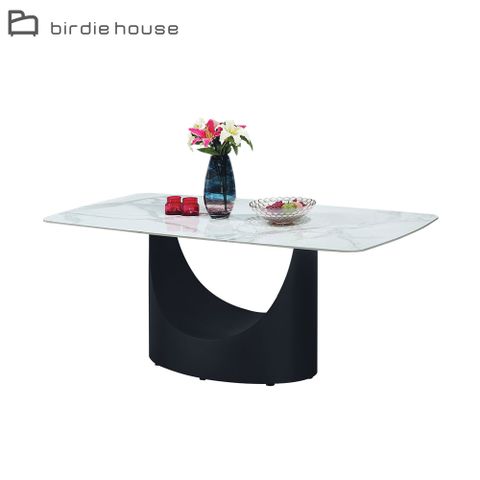 Birdie-米卡兒工業風6尺造型岩板餐桌/伸縮收合餐桌