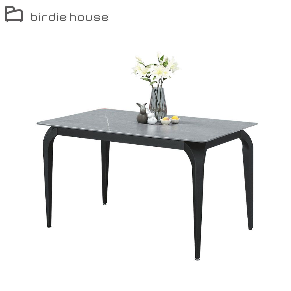 Birdie -瑪德琳工業風4.3尺灰色岩板餐桌