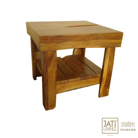 【吉迪市100%全柚木家具】原木造型邊几 板凳 置物檯 椅子 床頭櫃 邊桌 LT-089S1