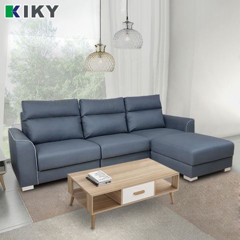 【KIKY】史丹機能型貓抓皮獨立筒L型沙發組(座椅可調)