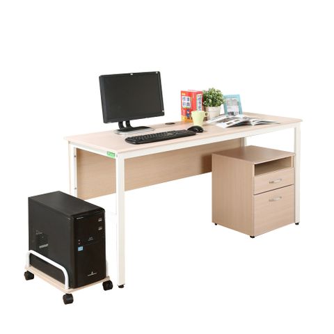 《DFhouse》頂楓150公分電腦辦公桌+主機架+活動櫃-楓木色