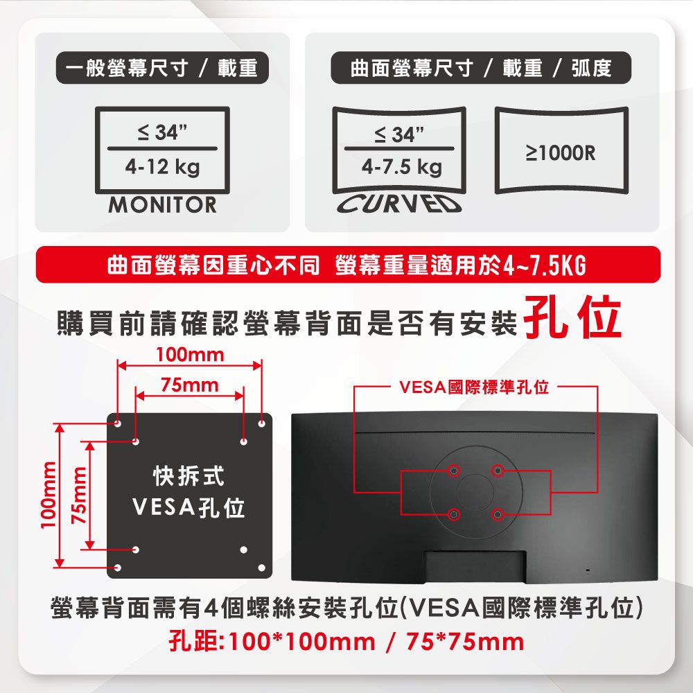 ErgoGrade 快拆式電競曲面螢幕雙臂支架(EGAUC20Q)