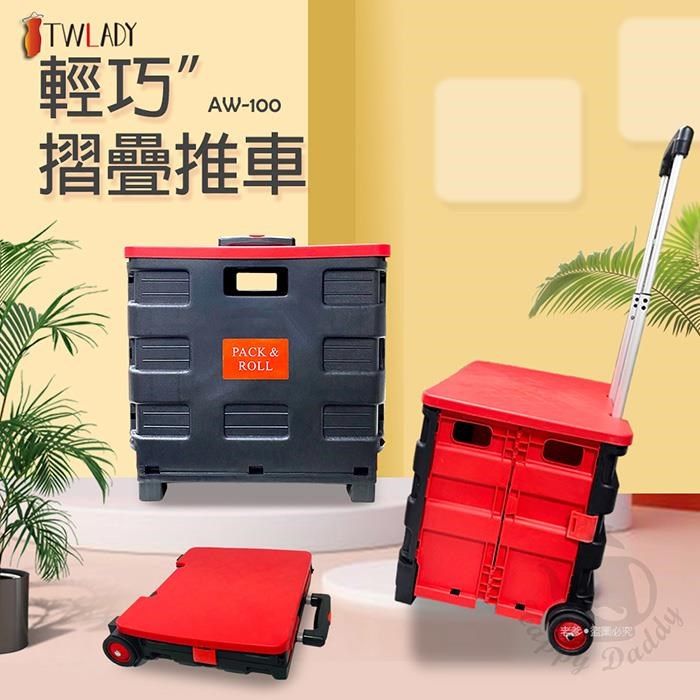  【南紡購物中心】 《野餐組》【TWLADY】摺疊購物推車+USB充電攜帶型霧化冷風扇AW100_BHFT0055