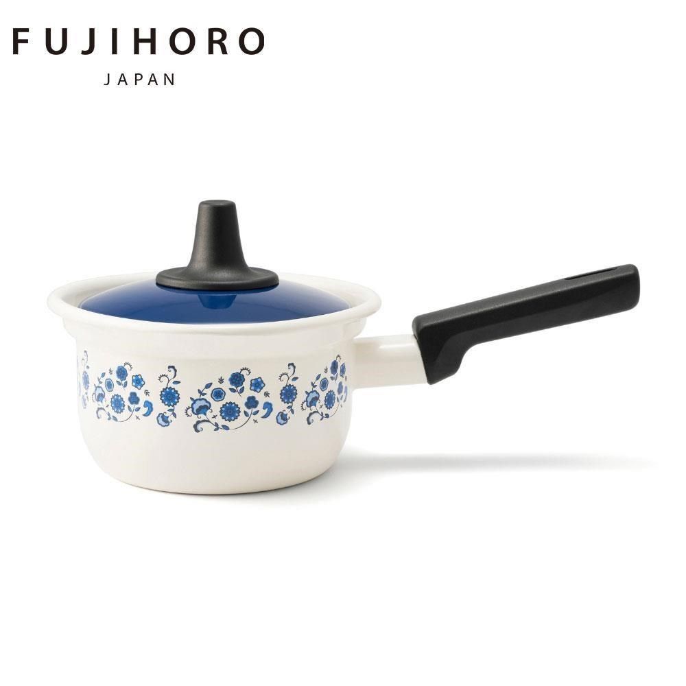 富士琺瑯 Memories-單柄附蓋阿拉丁牛奶鍋14cm/1.4L-復刻小藍花