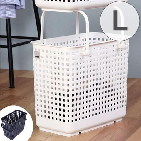 日本Like-it [窄款]隙縫型多功能可堆疊收納籃 洗衣籃 L(單個)