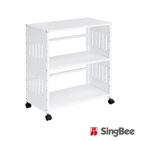【SingBee 欣美】可調式雙層移動文件推車 SB-S02(辦公室收納 書車 移動書櫃 收納推車)