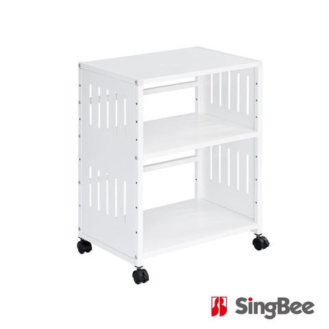 【SingBee 欣美】可調式雙層移動文件推車 SB-S01(辦公室收納 書車 移動書櫃 收納推車)