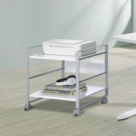 【SingBee 欣美】斜取式雙層移動置物推車 SB-F02(辦公室收納 書車 移動書櫃 收納推車)