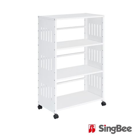 【SingBee 欣美】可調式雙層移動文件推車 SB-S03(辦公室收納 書車 移動書櫃 收納推車)