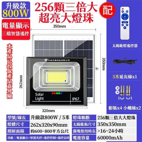 【南紡購物中心】 增亮升級800W LED智能光控太陽能感應燈