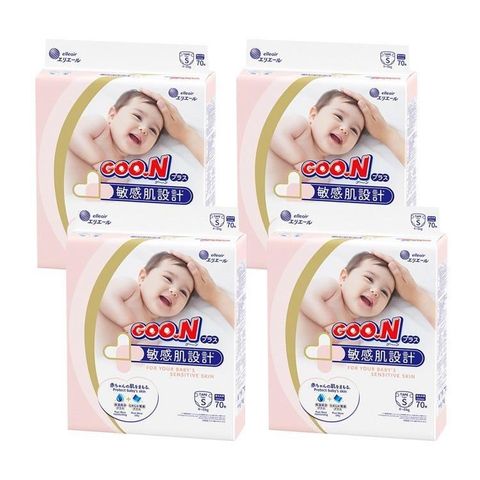 【南紡購物中心】 GOO.N大王 境內版敏感肌黏貼型紙尿褲 S 70片*4包入(箱購)