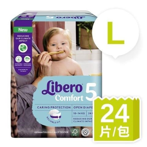 Libero 麗貝樂 【南紡購物中心】 Comfort 5號-L (24片x8包/箱)-綠色新升級適用10-14 kg 嬰兒紙尿褲