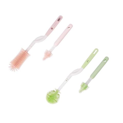 【nacnac】旋轉奶瓶奶嘴刷 白金矽膠款(甜橙粉)/柔細款(茉莉綠) 單入組