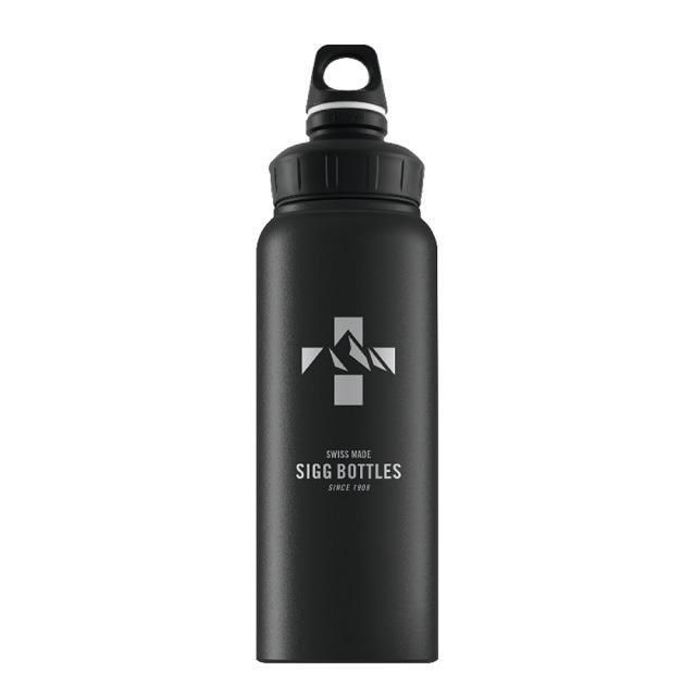 SIGG 西格 【南紡購物中心】  WMB 寬口鋁瓶 1L　黑色瑞士馬特洪峰