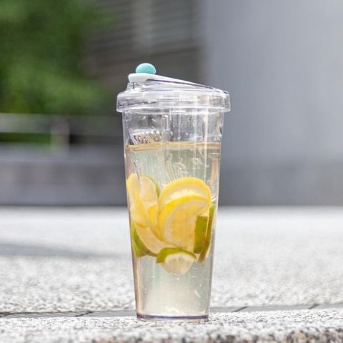 【南紡購物中心】 【Float Living】漂浮珍奶杯 / Ecozen材質透明環保飲料杯850ml - 松綠