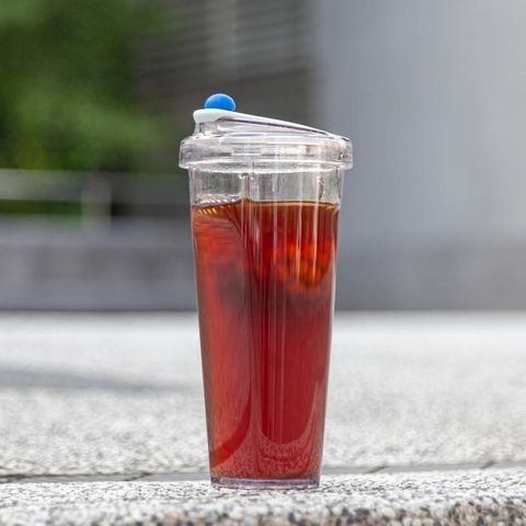 【南紡購物中心】 【Float Living】漂浮珍奶杯 / Ecozen材質透明環保飲料杯850ml -礦藍