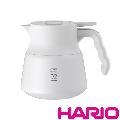 【南紡購物中心】 【HARIO】V60不鏽鋼保溫咖啡壺白PLUS 600/VHSN-60-W
