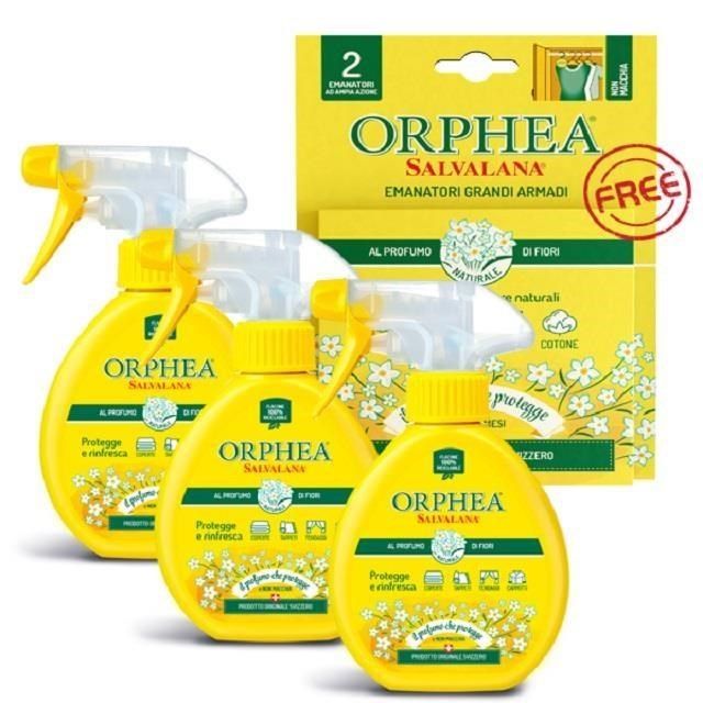  【南紡購物中心】 ORPHEA歐菲雅 織物噴霧防護劑 經典花香*3瓶贈經典花香掛耳*1