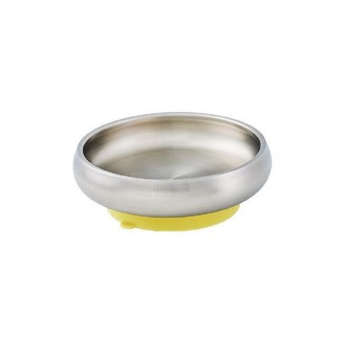 美國 little.b 316雙層不鏽鋼寬口麥片吸盤碗-精靈黃