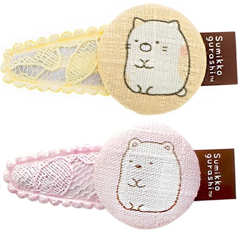 SAN-X 【南紡購物中心】 日本限定寺子屋Terakoya角落生物白熊貓咪少女髮夾瀏海夾2入SMP007日系飾品夾子角落小夥伴髮飾