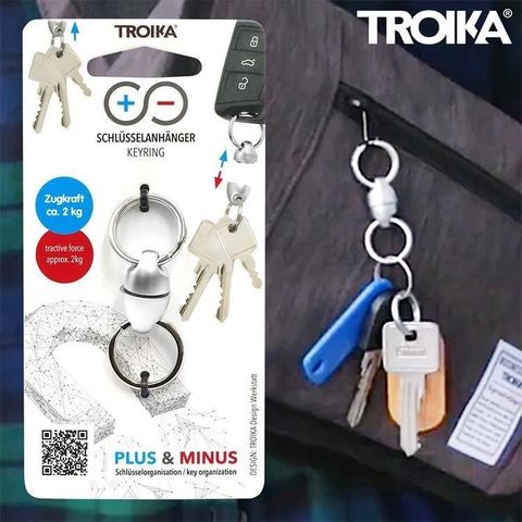 TROIKA 梅森巴赫 【南紡購物中心】 德國金屬+-磁性加減法PLUS&MINUS磁鐵鑰匙圈KR21-12