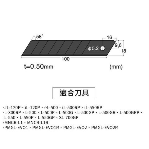 NT Cutter L型大型厚0.5mm黑刃替刃BL-12P(10入刀片;適L500GP PMGLEVO1 PMGLEVO2)