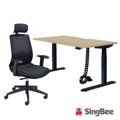 SingBee 欣美 電動升降桌150x70cm ETS-6+YS-101雅仕椅(升降桌/電動桌/辦公桌/工作桌)