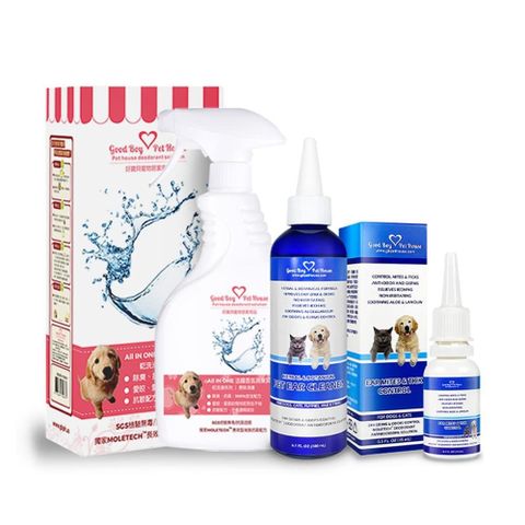 【GBPH好寶貝】寵物護理保養清潔組–耳道滴劑+潔耳液+All in one除臭噴霧