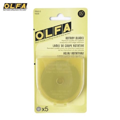 OLFA滾輪圓形刀片60mm替刃RB60-5(5片入;高碳鋼)RTY-3/G RTY-3/NS RTY-3/DX