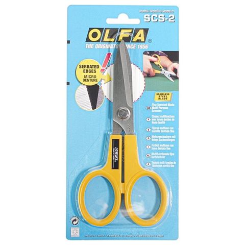 日本製造OLFA防逃布剪刀SCS-2(布不易滑動鋸齒剪刀)防滑不鏽鋼剪刀縫紉剪刀布料布剪刀