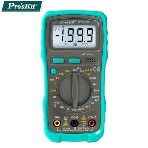 ProsKit 寶工 寶工 3 1/2數位三用電錶三用電表MT-1210(附探棒和電池;晶體測試LCD背光)