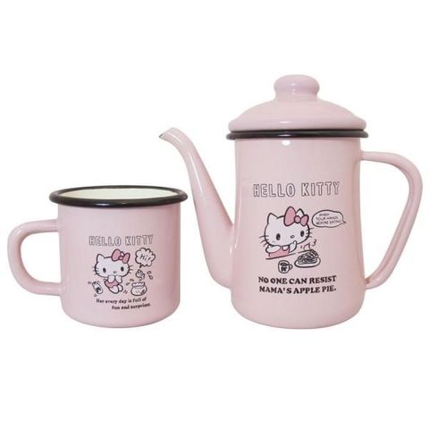 Hello Kitty 【南紡購物中心】 琺瑯手沖壺組 KS-8162KT