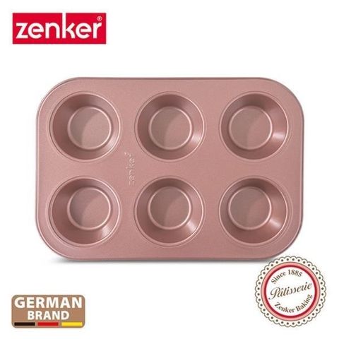 【南紡購物中心】德國Zenker 6格馬芬蛋糕不沾烤盤-玫瑰金 ZE-5249281