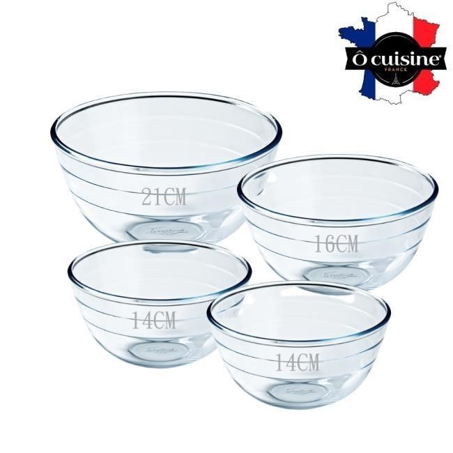 O cuisine 歐酷新烘焙-百年工藝耐熱玻璃調理盆-4入組
