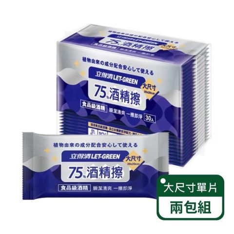 【立得清】75%酒 精 擦濕巾單片裝30片-兩包組