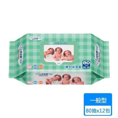 【南紡購物中心】 【拭拭樂】超厚嬰兒柔濕巾80抽x12包