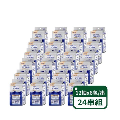 立得清 抗菌隨身包75%酒精擦濕巾迷你包-12抽x6包入-24串組