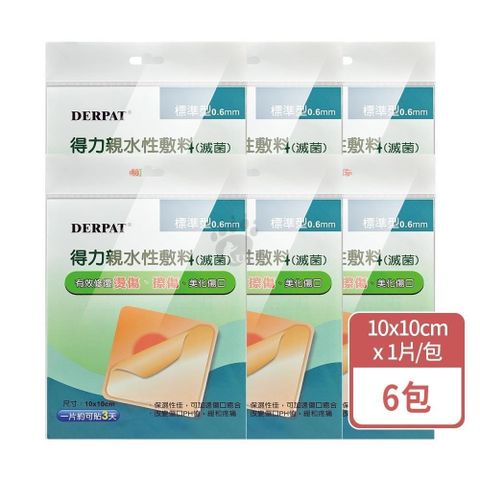 藥聯 得力親水性敷料 標準型 1片裝 (6入)