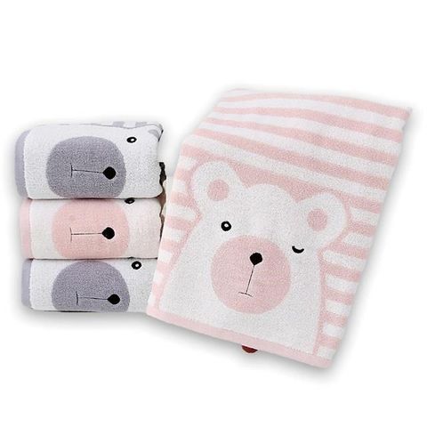 【藻土屋】4入-可愛眨眼熊純棉浴巾-MS