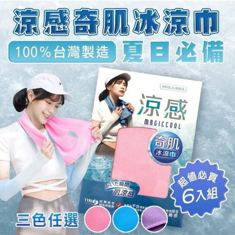 【shopping go】6入組 夏日必備 台灣製涼感奇肌冰涼巾 TTRI檢驗 降溫毛巾 運動毛巾