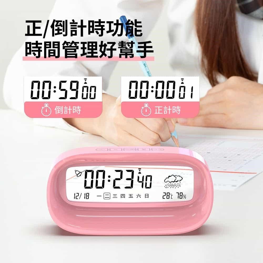 DAODI 挪威森林 【南紡購物中心】 透明顯示夜光小鬧鐘-充電升級版(時鐘 日曆 星期 天氣 溫濕度 正倒計時)