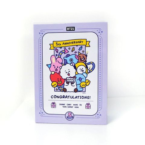 【CarryPlus】官方授權BT21書本桌鐘-五周年祝福版 (無鬧鐘)